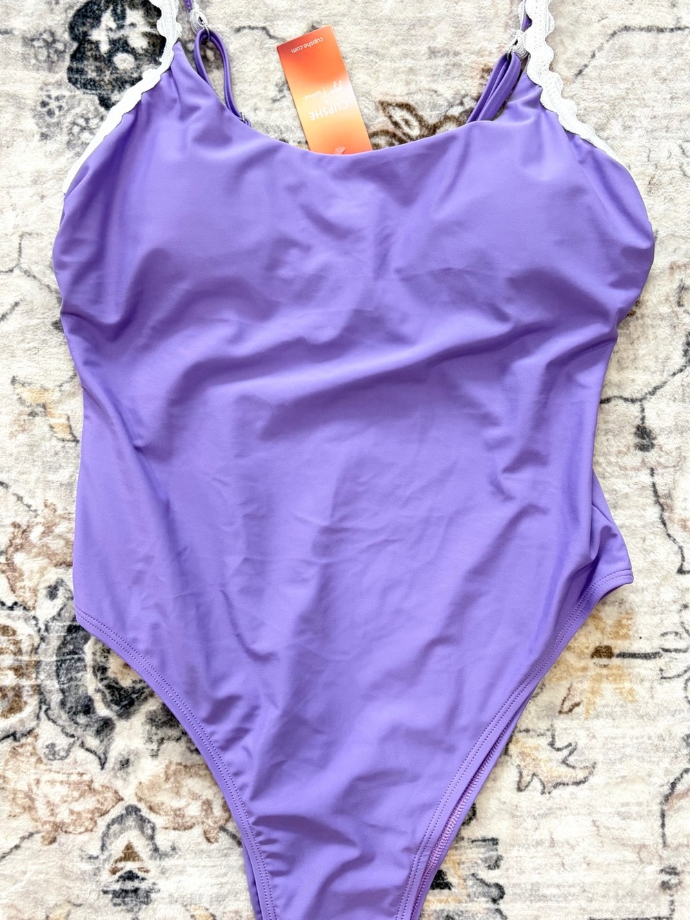Cupshe lilac One-Piece Swimsuit with White Trim